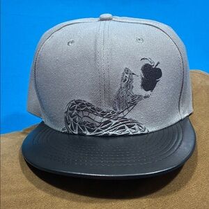 Gray and Black Embroidered Cap